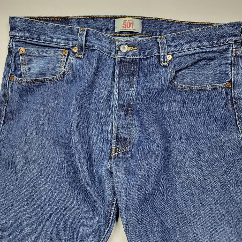 Levi's 501 Jeans Men's Button Fly Straight Leg Denim Pants Medium Wash W36 L34
